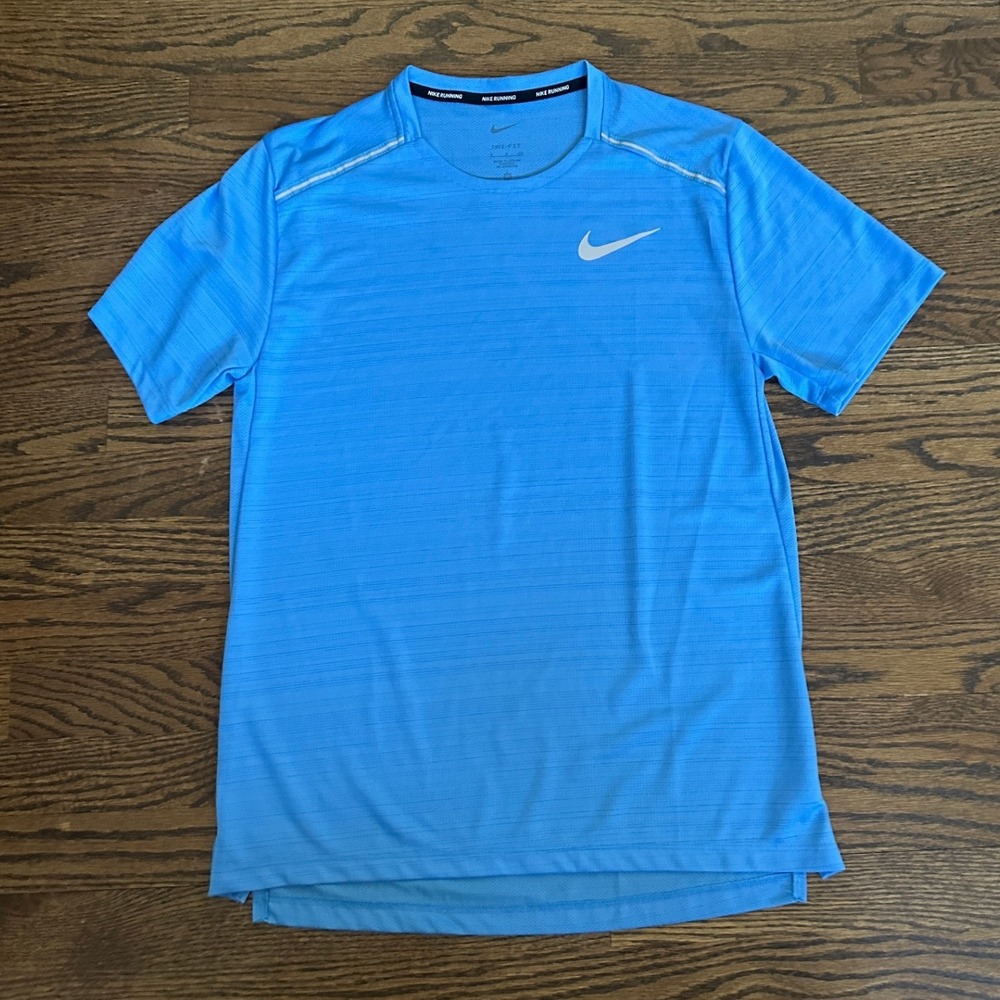 Nike Miler Running Shirt Mens Blue Short Sleeve Dri-FIT Activewear Tee